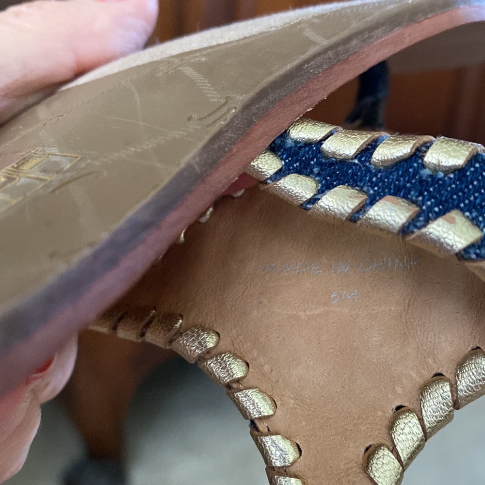 Jack Rogers denim and gold low heeled sandal, 6 - Picture 9 of 10